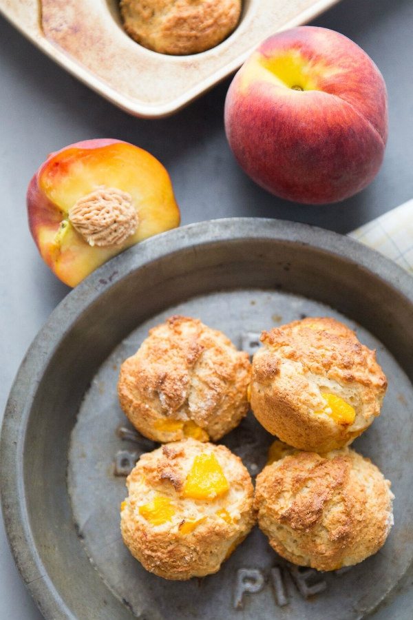 Peach and Brown Sugar Muffins in a pan