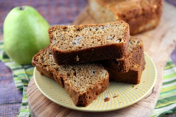 slices of pear bread on a plate