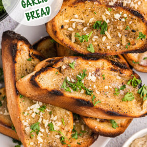 pinterest image for peppery grilled garlic bread