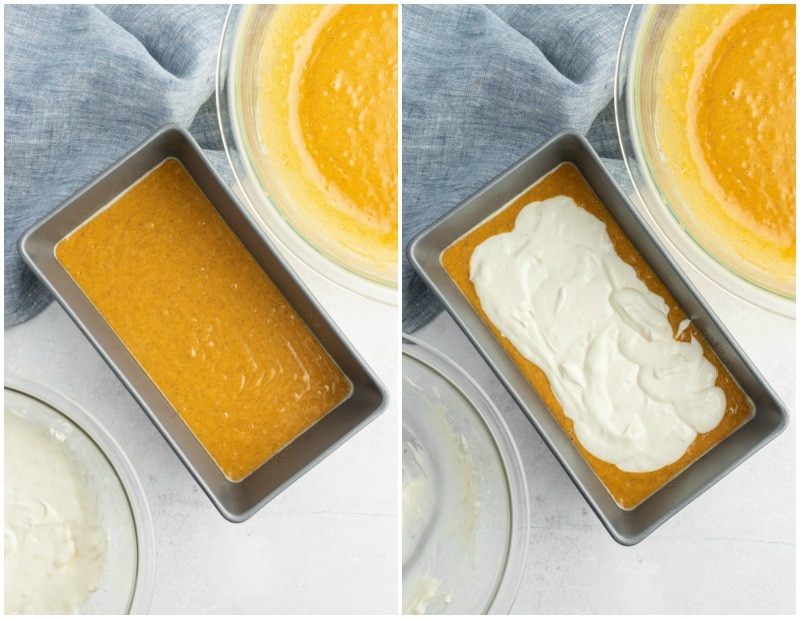 process of making pumpkin cream cheese bread