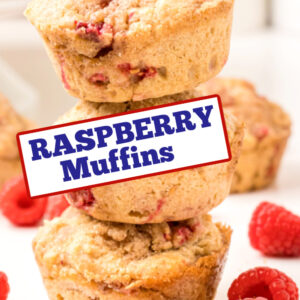 pinterest image for raspberry muffins