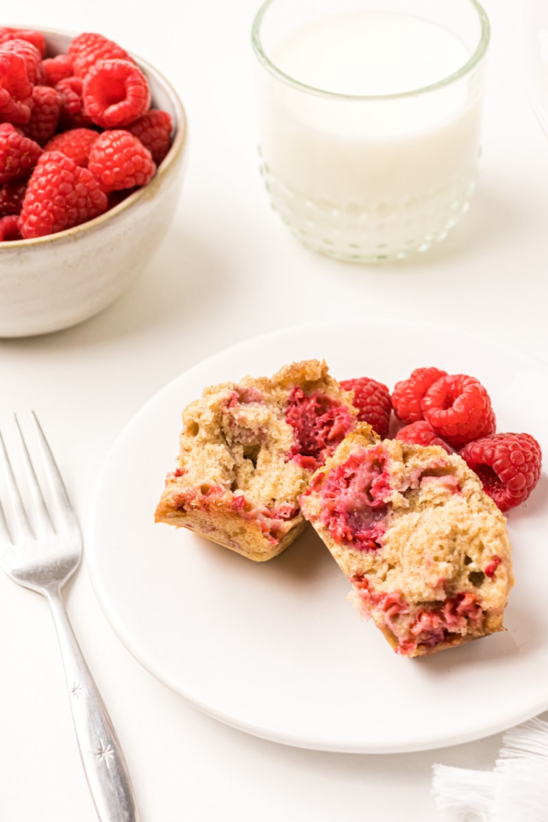 raspberry muffin broken in half