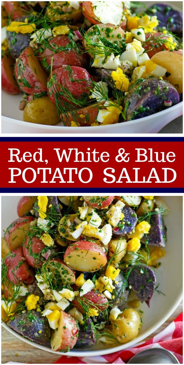 red white and blue potato salad