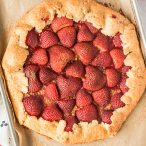 pinterest image for rustic strawberry galette