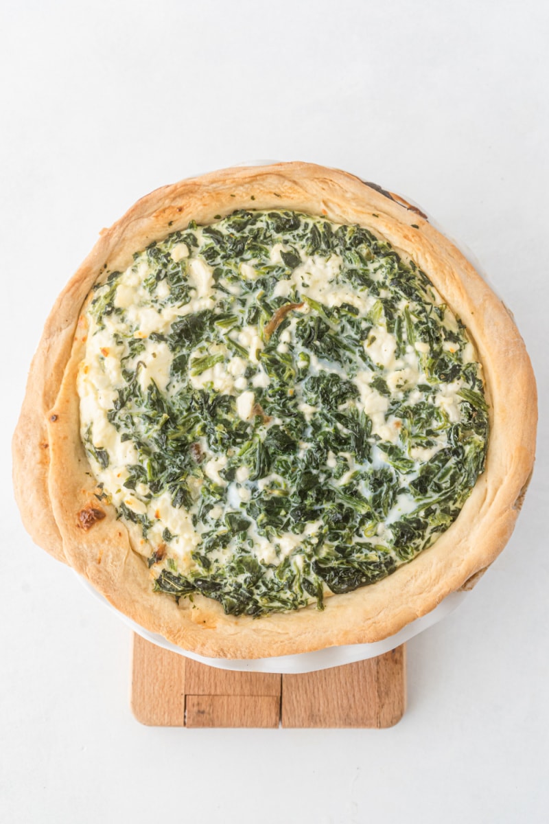 spinach, caramelized onion and feta quiche