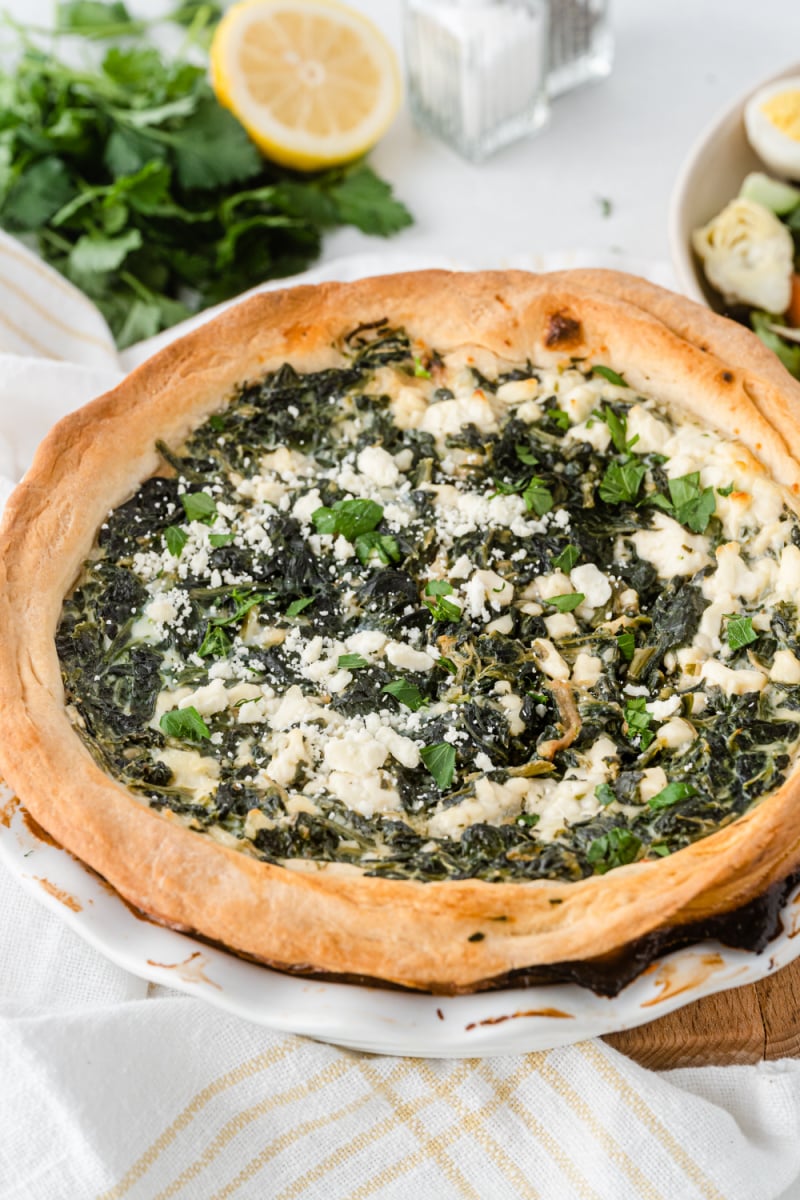 spinach, caramelized onion and feta quiche