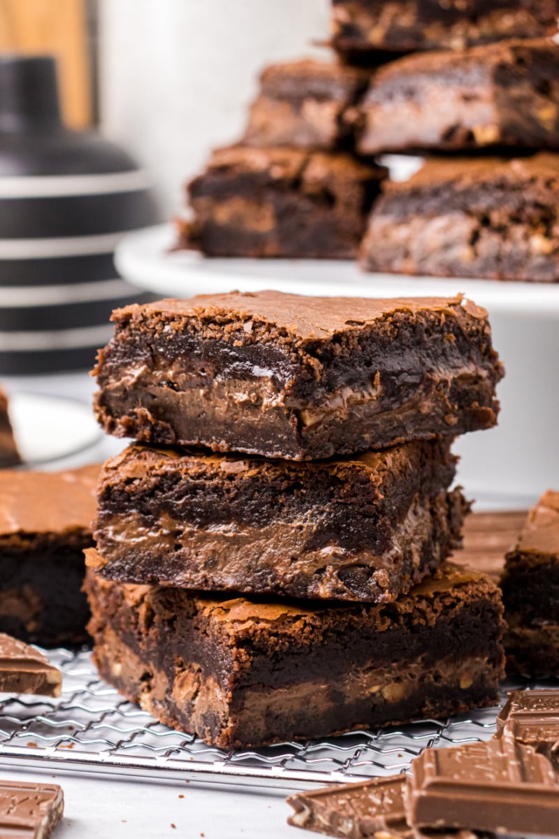 three brownies stacked