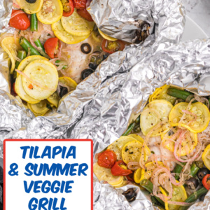 pinterest pin for tilapia and summer vegetable grill packets