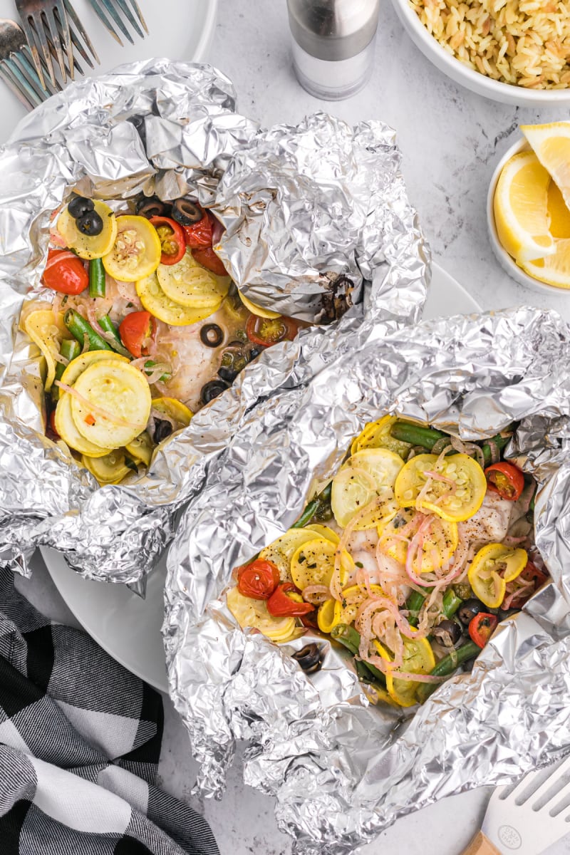 tilapia and summer vegetable grill packets