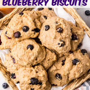 pinterest image for whole grain blueberry biscuits