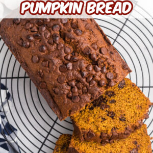 pinterest image for whole wheat chocolate chip pumpkin bread