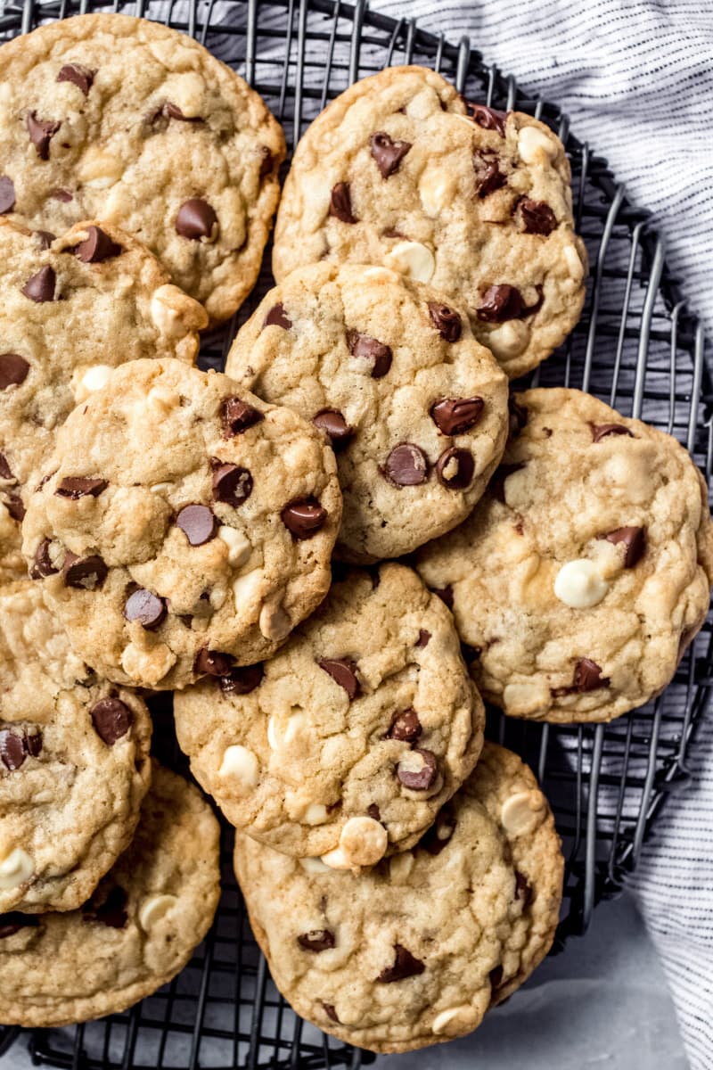 platter of Black and White Chewy Chocolate Chip Cookies