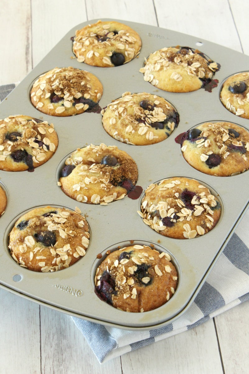 Blueberry Cinnamon Muffins in a muffin pan