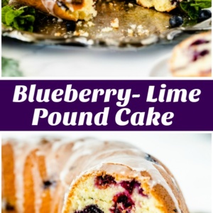 pinterest collage image for blueberry lime pound cake