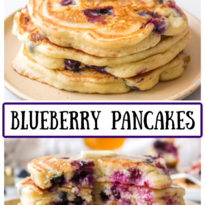 pinterest image for blueberry pancakes