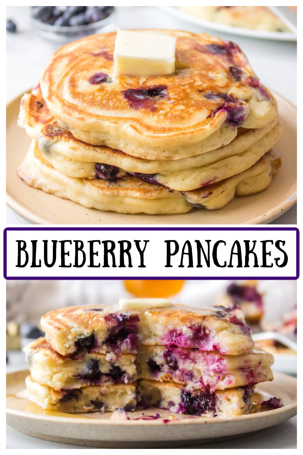 pinterest image for blueberry pancakes