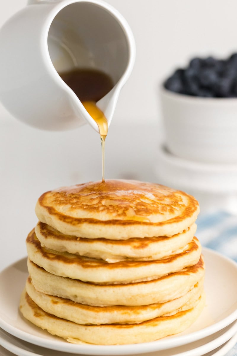 Adding syrup to Buttermilk Pancakes