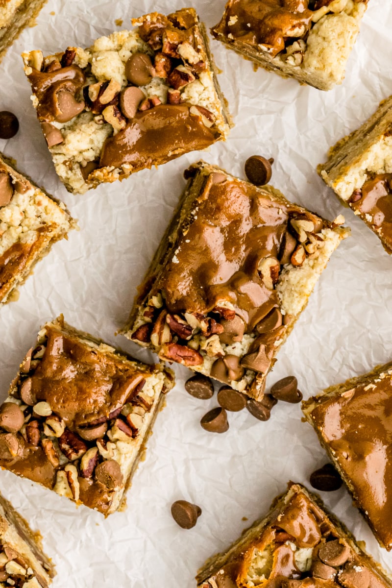 overhead shot of carmelita bars