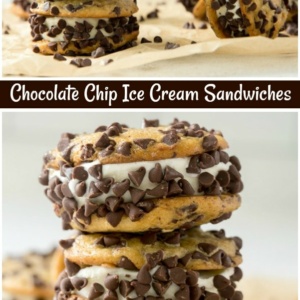 pinterest collage image for chocolate chip ice cream sandwiches