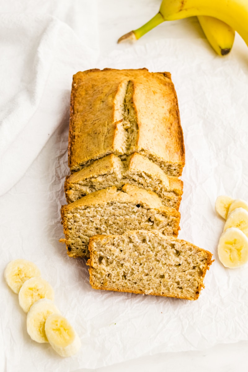 classic banana bread loaf sliced