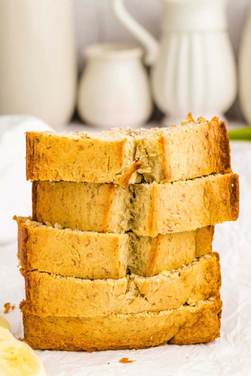 slices of banana bread stacked