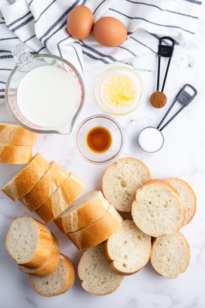 ingredients displayed for making french toast waffles