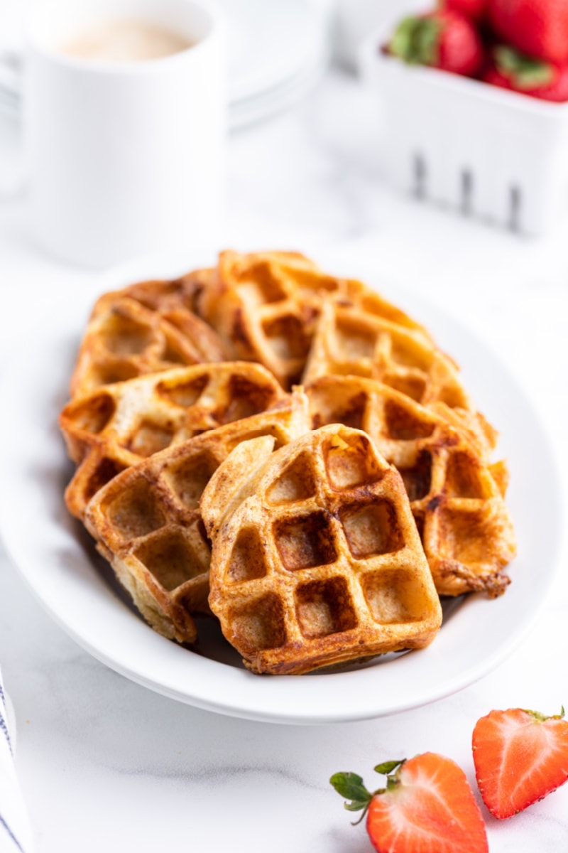 french toast waffles on a white plate