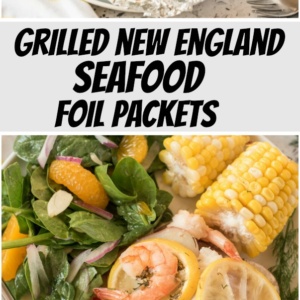 pinterest collage image for grilled new england seafood foil packets