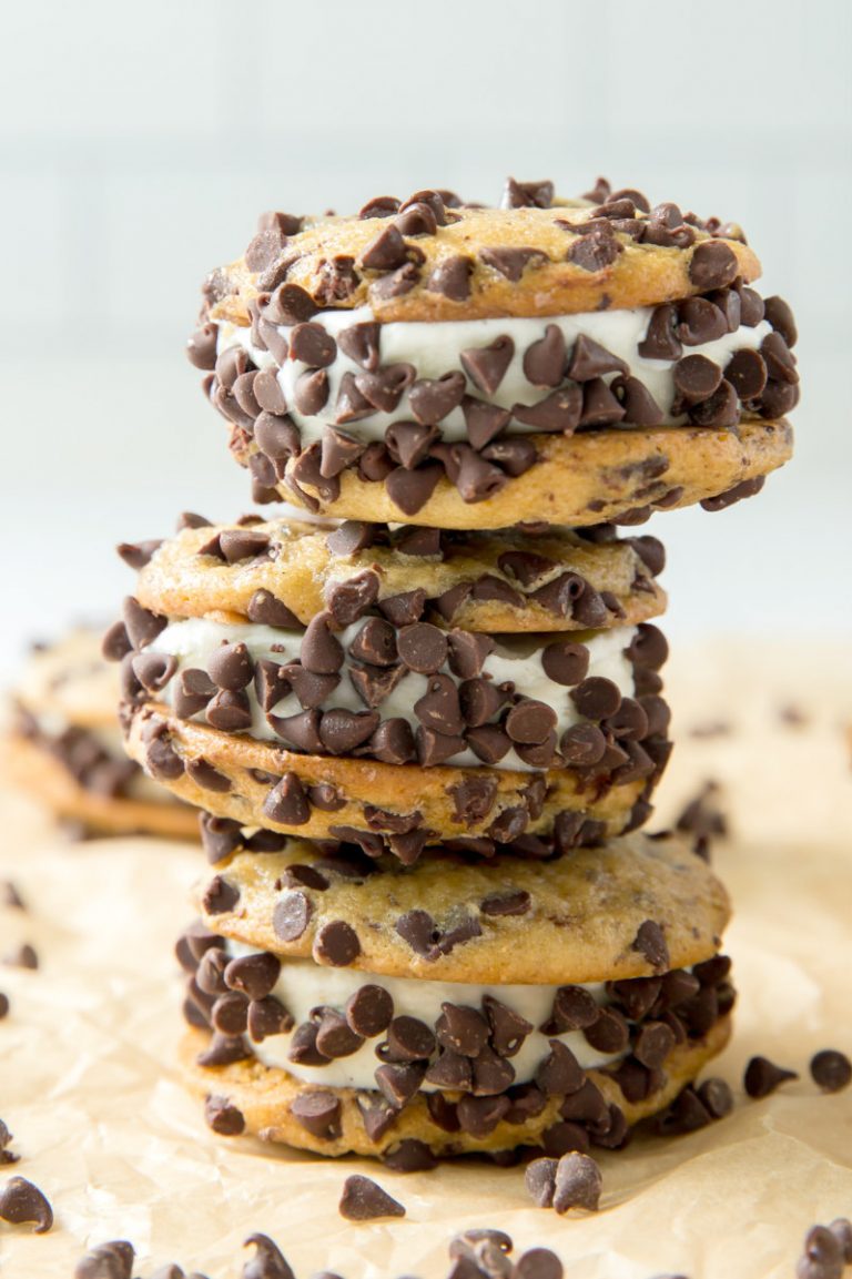 Mini Chocolate Chip Ice Cream Sandwiches - Recipe Girl