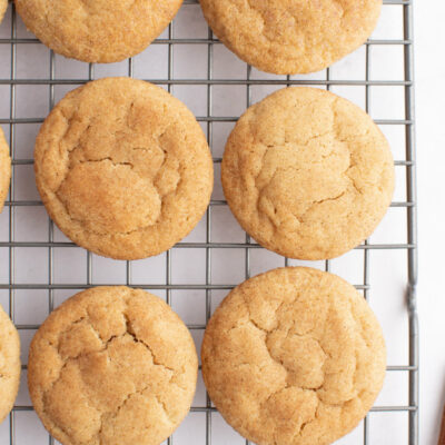 overhead shot of maple crackletop cookies on a cooling rack