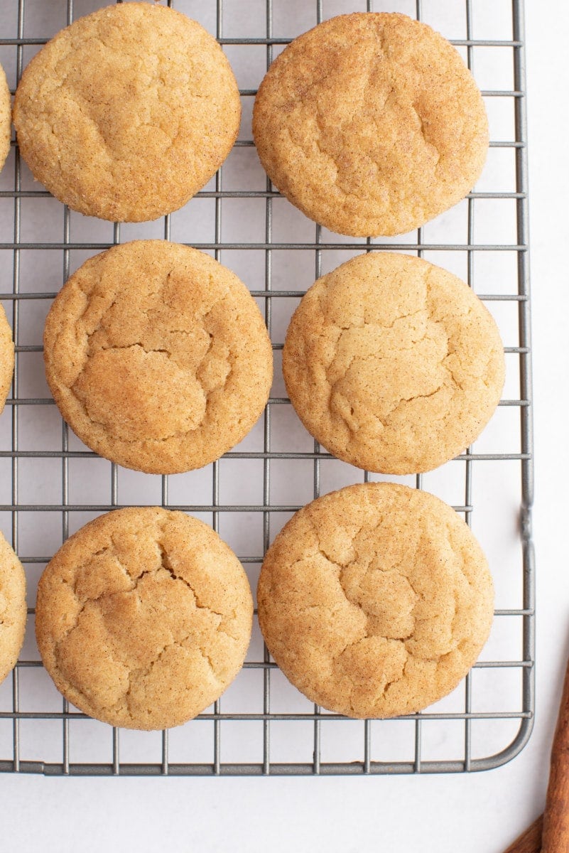 overhead shot of maple crackletop cookies on a cooling rack