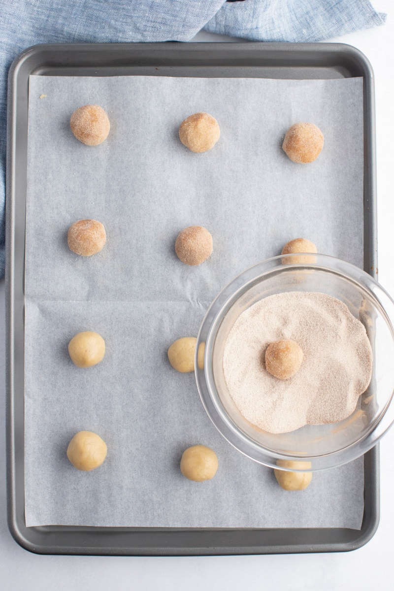 cookie dough on a baking sheet ready for the oven