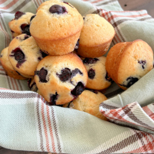 basket of blueberry muffins