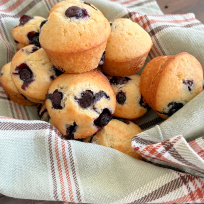 basket of blueberry muffins