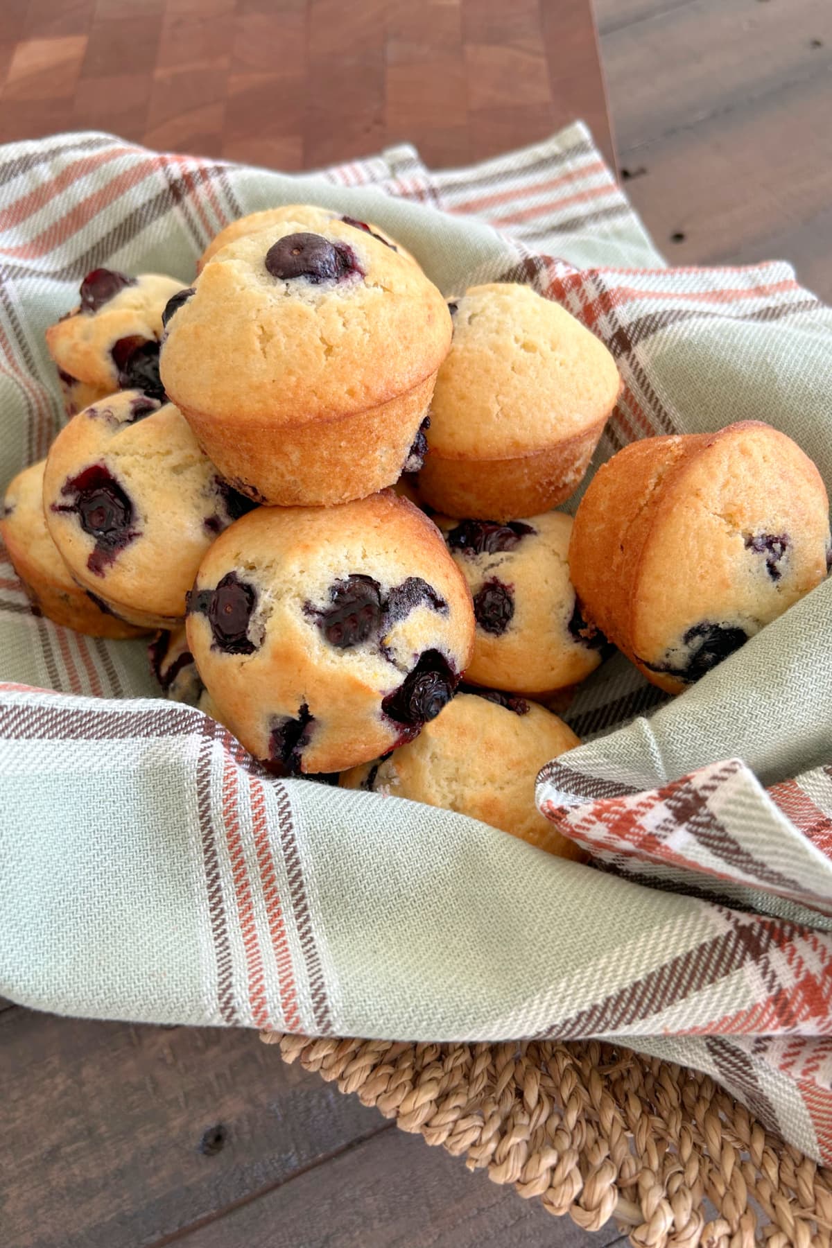 basket of blueberry muffins