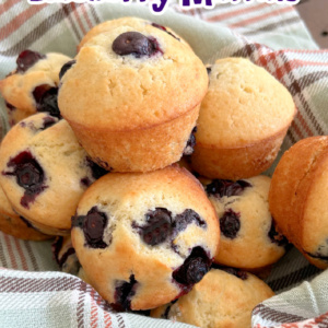 pinterest image for old fashioned blueberry muffins