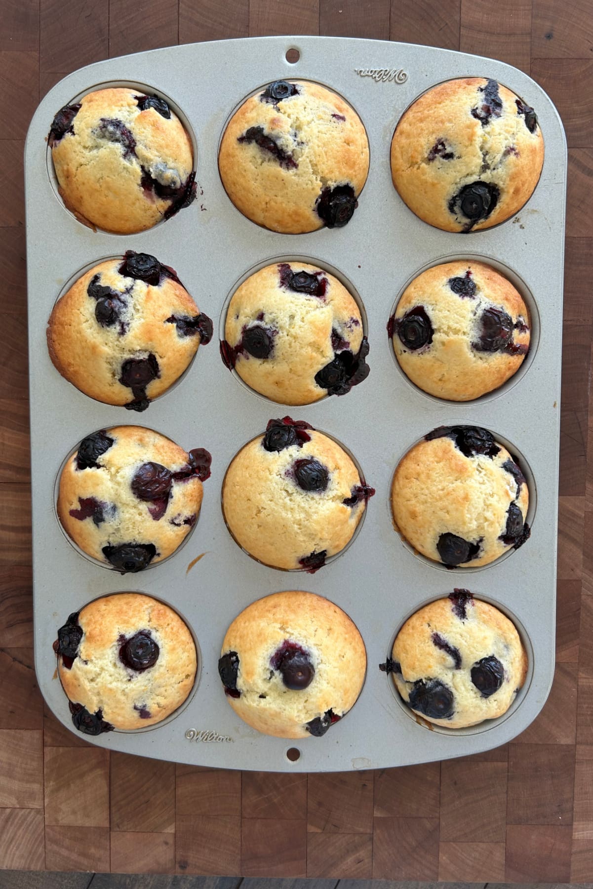 old fashioned blueberry muffins in muffin tin