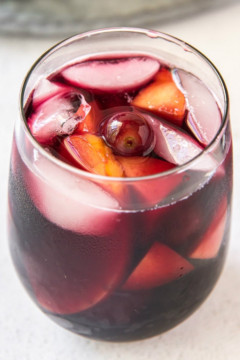 glass of sunset red wine sangria