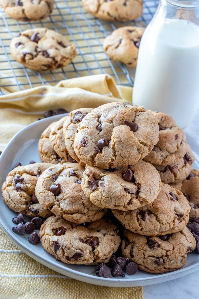 Platter of Browned Butter Chocolate Chip Cookies