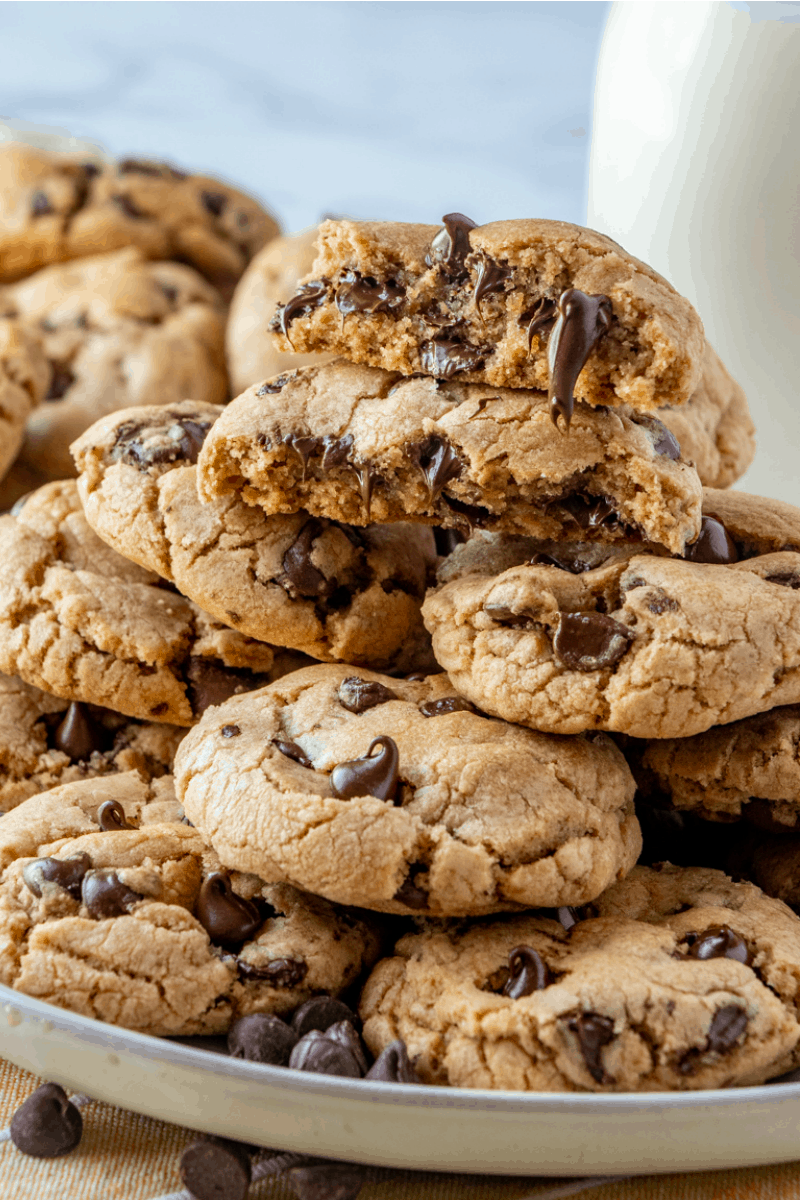 stack of Browned Butter Chocolate Chip Cookies