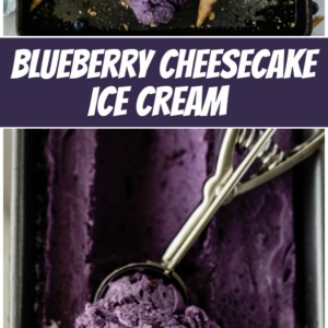 pinterest collage image for blueberry cheesecake ice cream