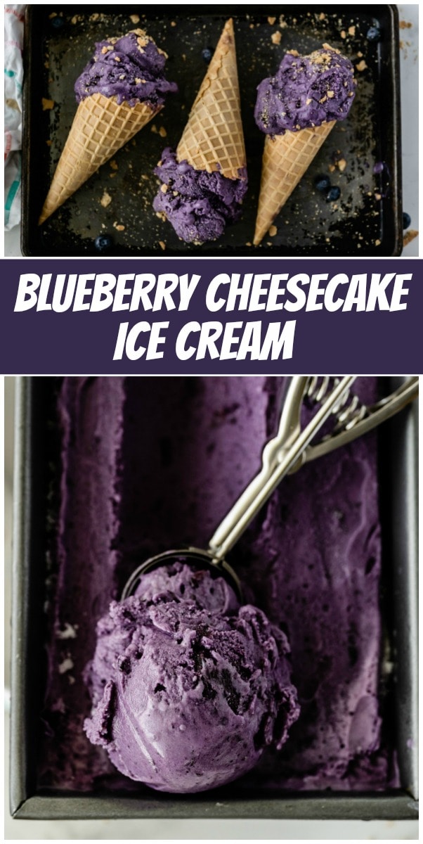 pinterest collage image for blueberry cheesecake ice cream