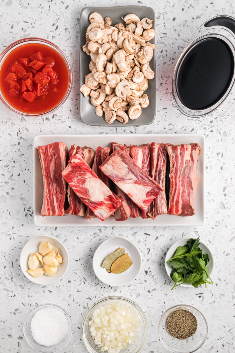 ingredients displayed for making braised short ribs