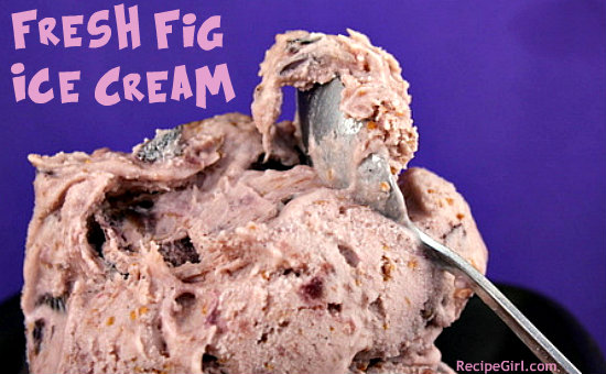 Spoon spooning out fresh fig ice cream