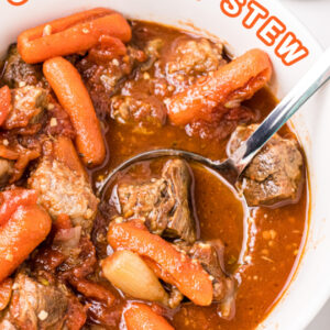pinterest image for greek beef stew