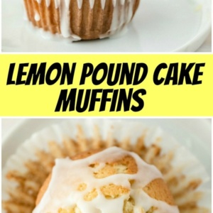 pinterest collage image for lemon pound cake muffins