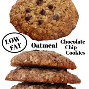 pinterest collage image for low fat oatmeal chocolate chip cookies