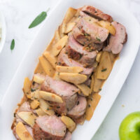 roasted double pork tenderloin with fresh sage and apple