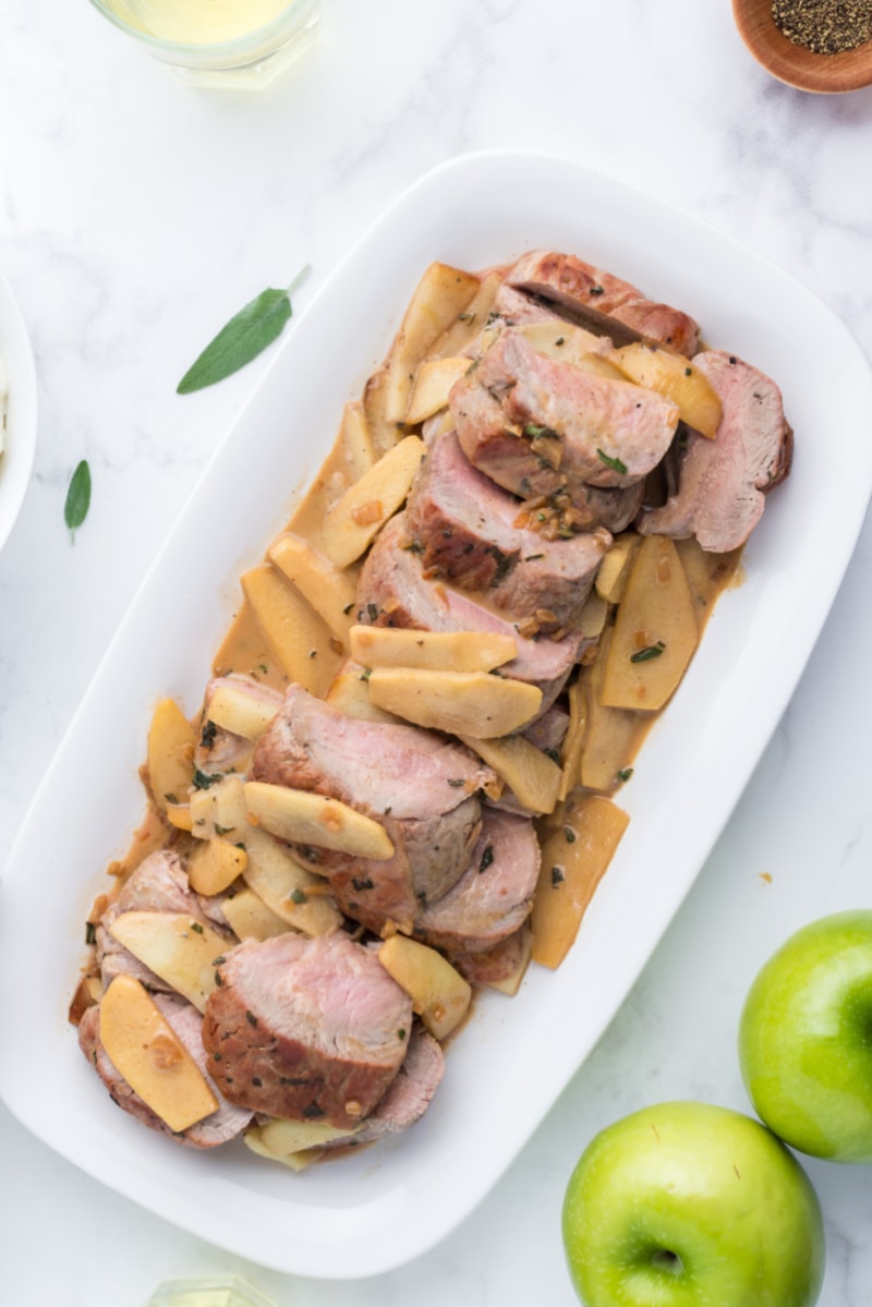 roasted double pork tenderloin with fresh sage and apple