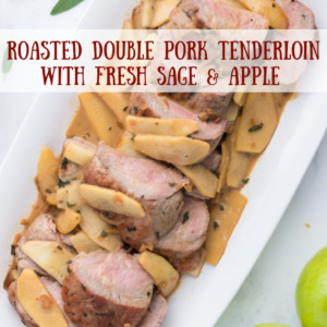 pinterest image for roasted double pork tenderloin